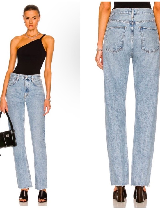 Agolde Denim - AGOLDE Cherie High Rise Blue Straight Jeans in Merit Size 24 100% Cotton